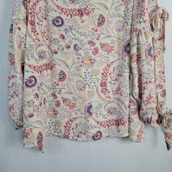 Rose + Olive floral long tie sleeve v-neck top size 3X multicolor boho - Picture 4 of 12